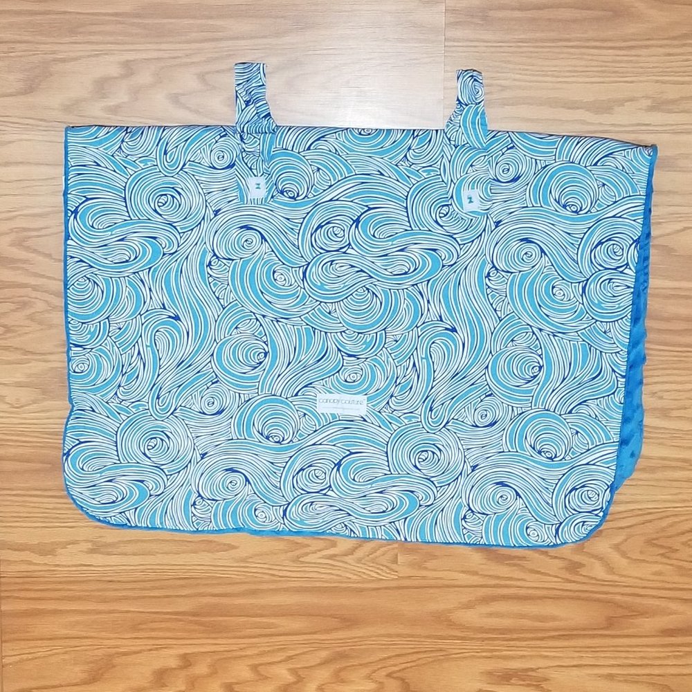 Baby Car Seat Canopy Infant Carseat Cover Blanket ( NOA) Blue Minky/Waves
